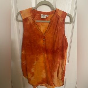 Orange Tie-Dye Sleeveless Top by St Johns Bay